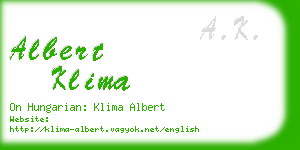 albert klima business card